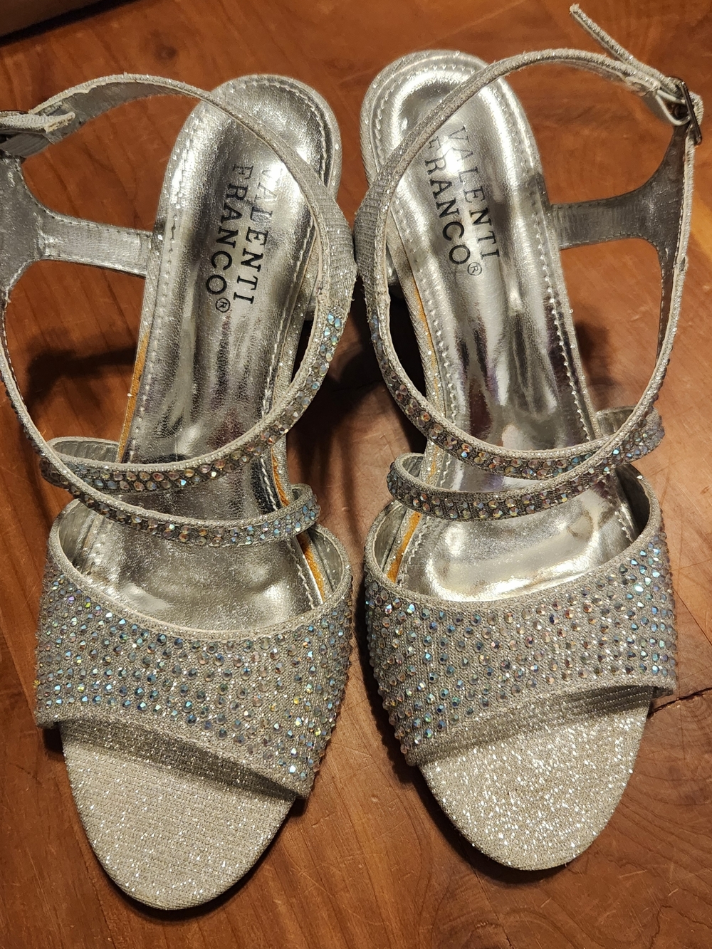 Valenti Franco Silver Embellished Evening Sandals